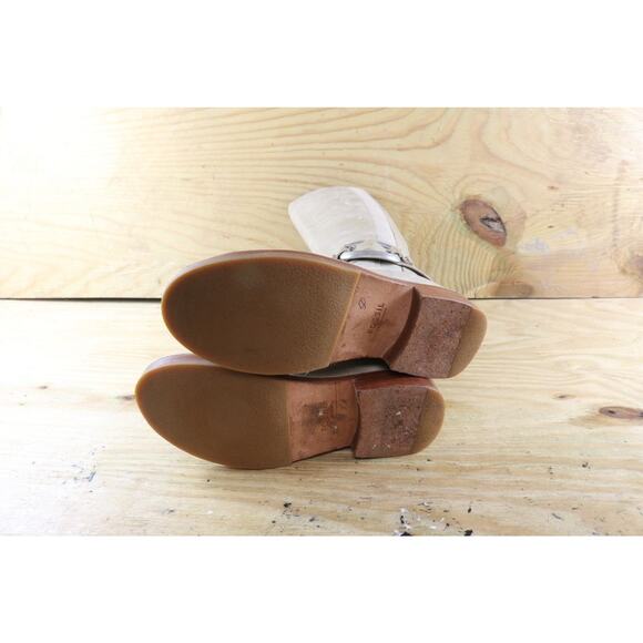 Fossil Boots Womens 6 White Cement Big Buckle Riding Equestrian Tall Zip - Picture 5 of 10